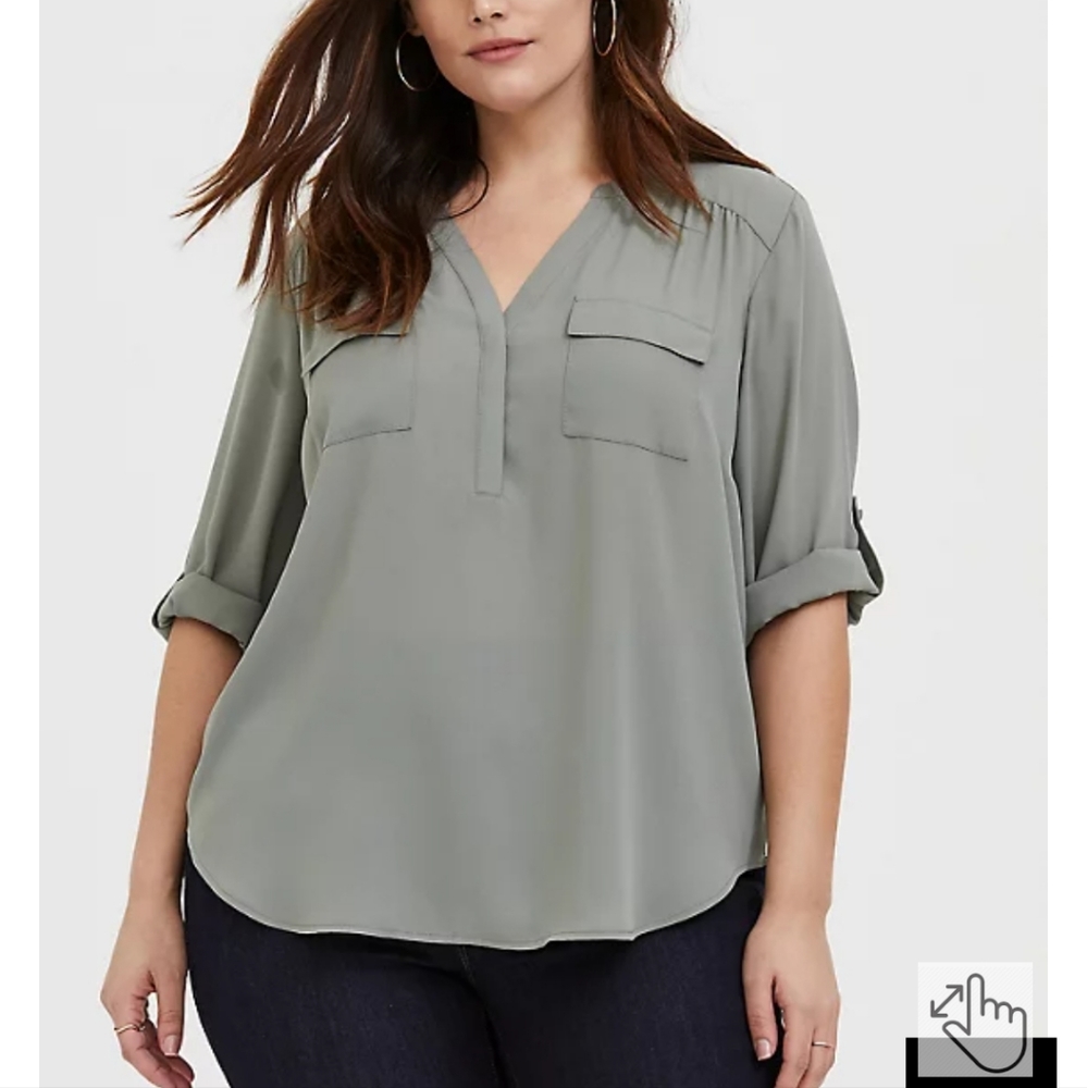 Torrid HARPER GEORGETTE PULLOVER 3/4 SLEEVE BLOUSE